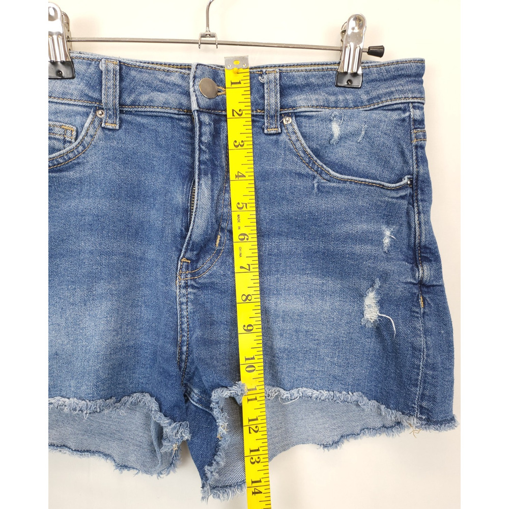 H&M Denim Shorts Cut Off Frayed Hem Women 8 / 2.5 Blue Hot Pants Beach Summer - Picture 3 of 10